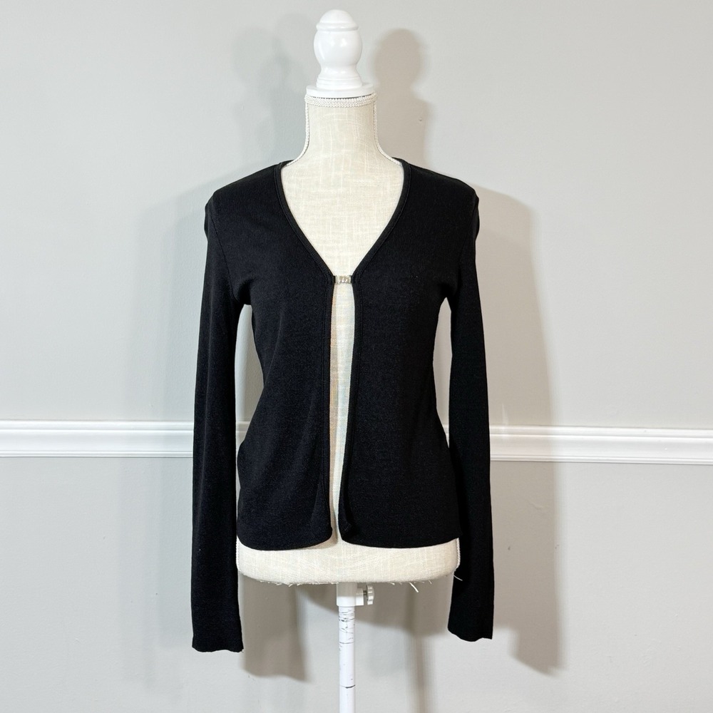 VTG Y2K XOXO Cardigan Womans LG Black USA Made Goth 90s Whichy Whimsy Charmed